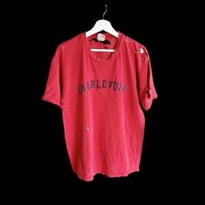 Vintage 80s Champion Charlevoix Michigan T Shirt Large Distressed‎ Thrashed